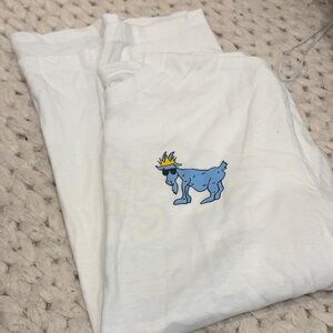 White Tee with Blue Yacht and Goat Design